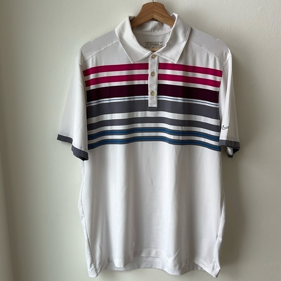 Nike Golf Men’s Premium Tour Performance Striped Polo Shirt Size Large - Picture 1 of 8